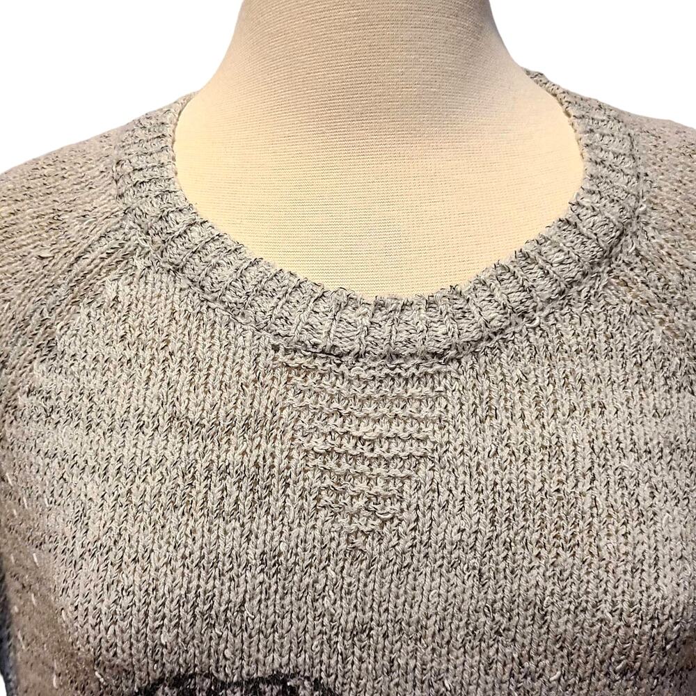 Elephant Graphic Womens Sweater Sz XL Gray Charcoal Good Luck Trunk Up - Picture 4 of 12